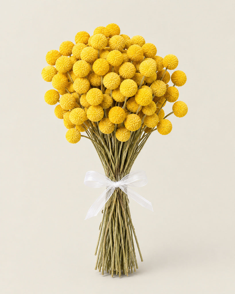 Yellow Dried Billy Button Flowers - 17.5 in