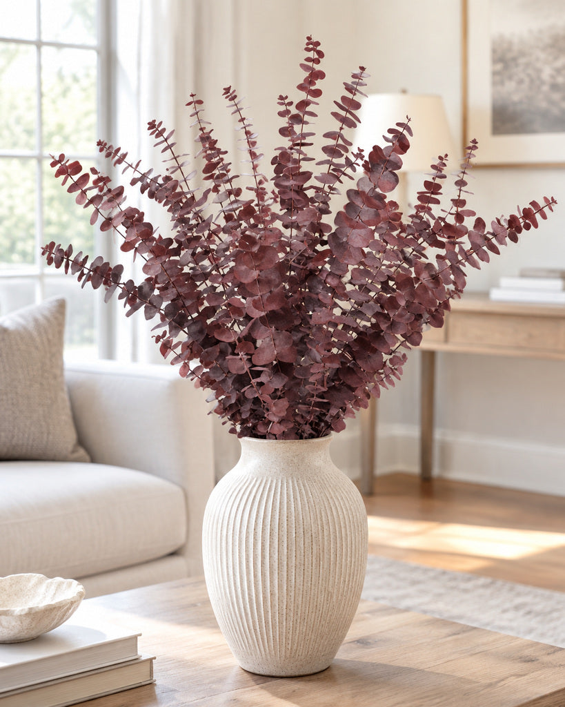 20 Pcs Red Preserved Eucalyptus Stems - 17 in