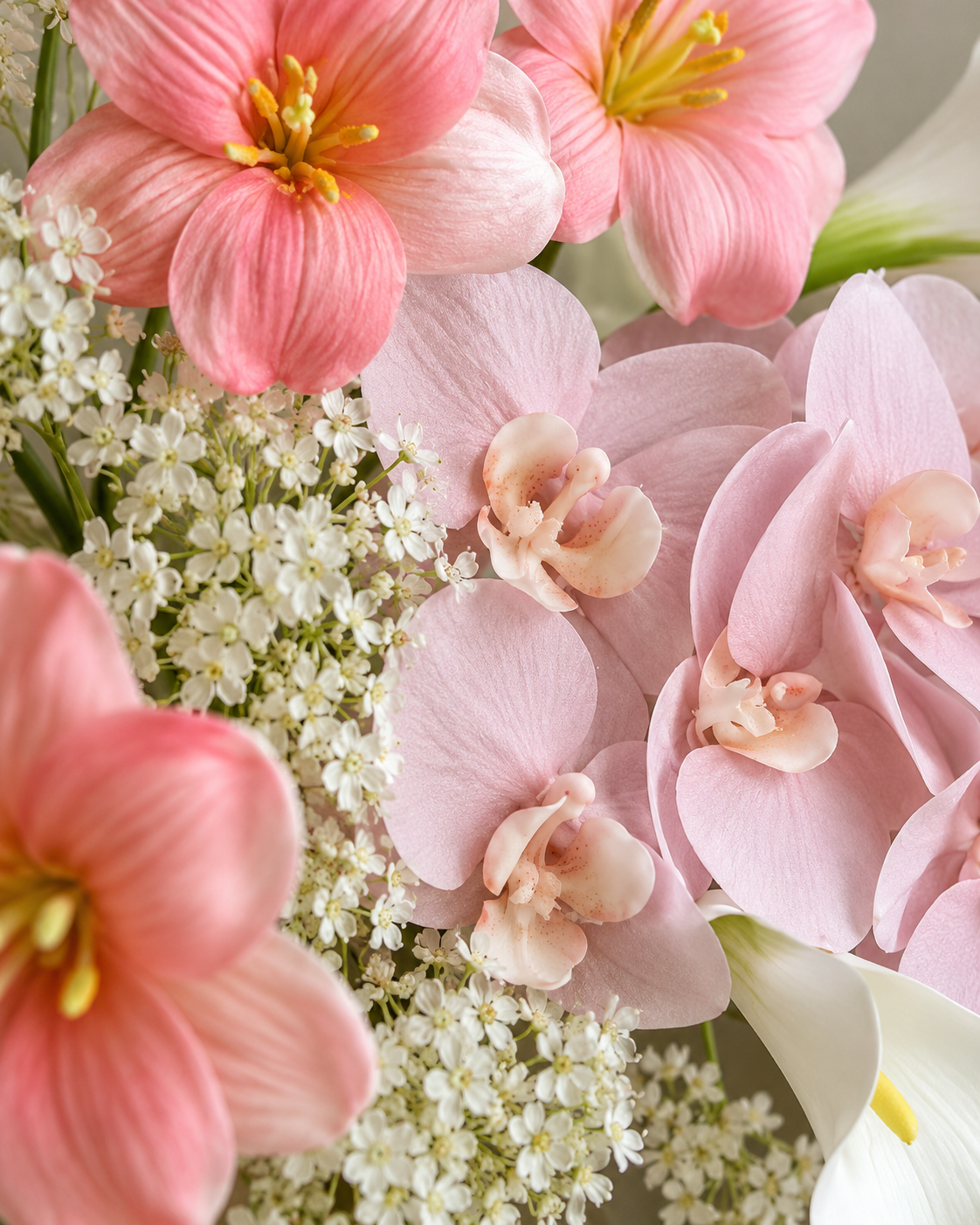 Blush Pink Tulip & Orchid Faux Floral Bouquet