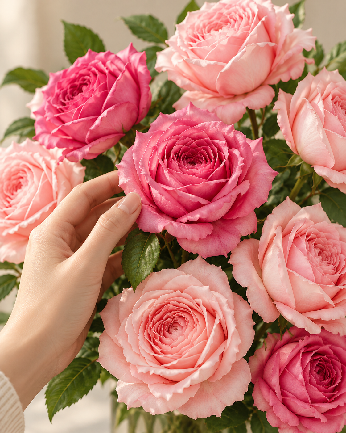 Blush & Deep Pink Rose Faux Flower Bundle