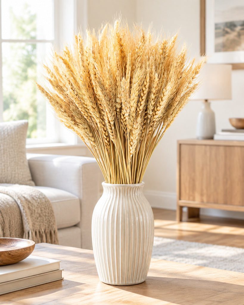Natural Golden Dried Wheat Stalks - 17.7 in
