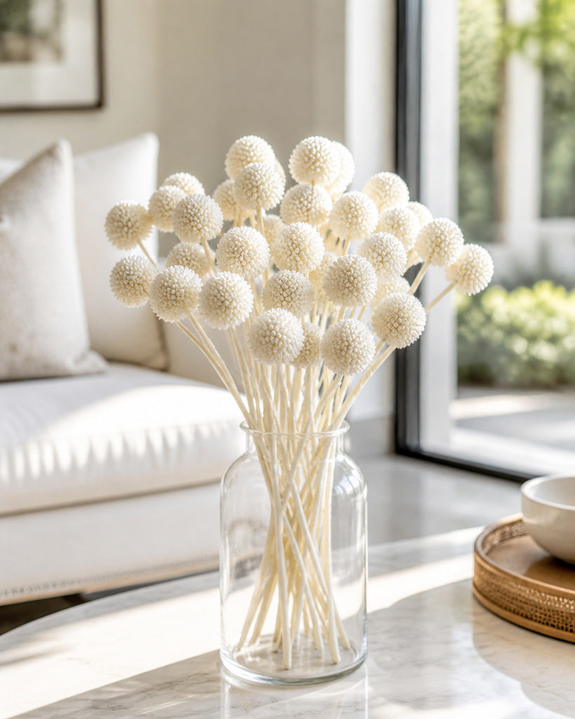 Natural Yellow Dried Billy Button Flowers - 16 in