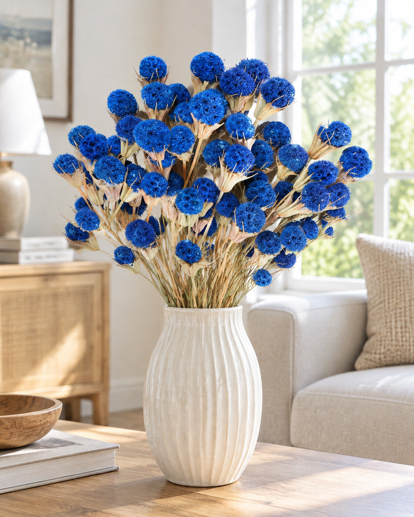 Blue Dried Thistle Flowers - 17 in