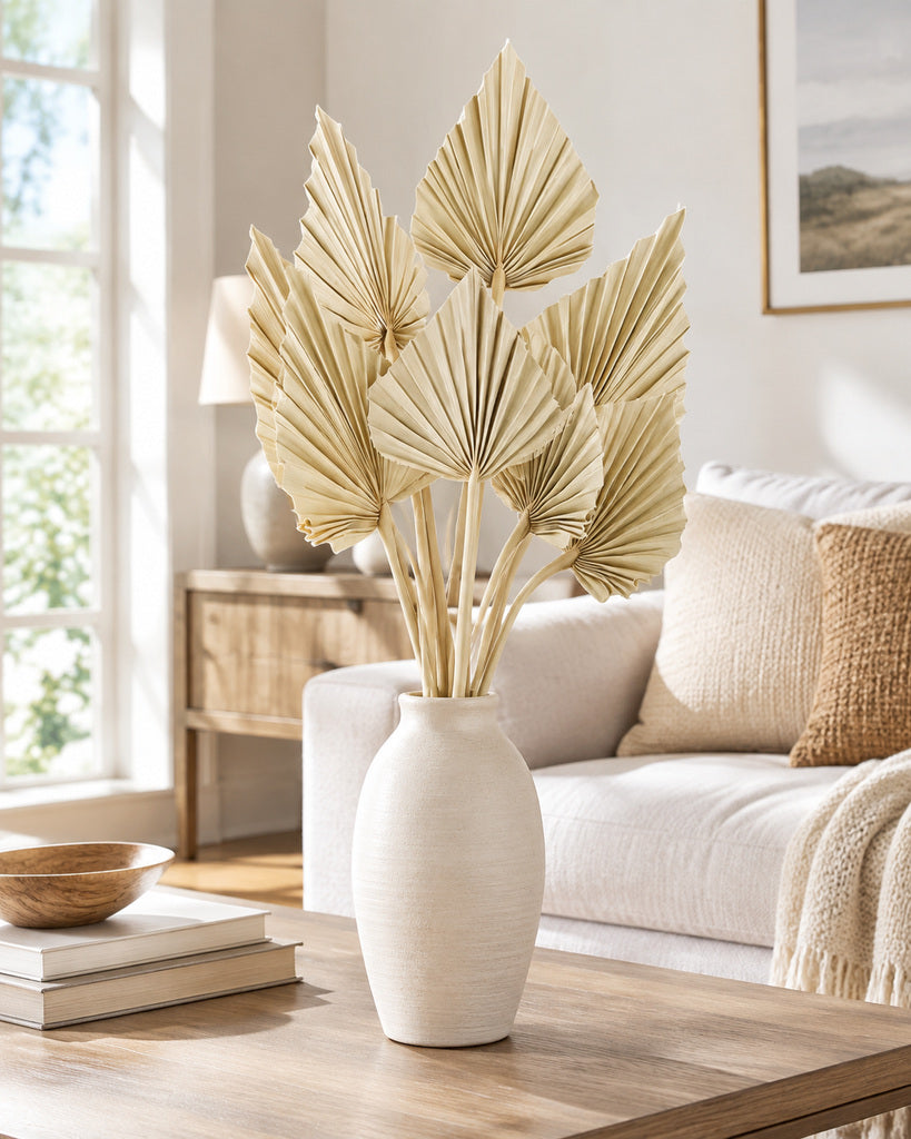 40 Pcs Natural Beige Dried Palm Leaves- 14.5 in