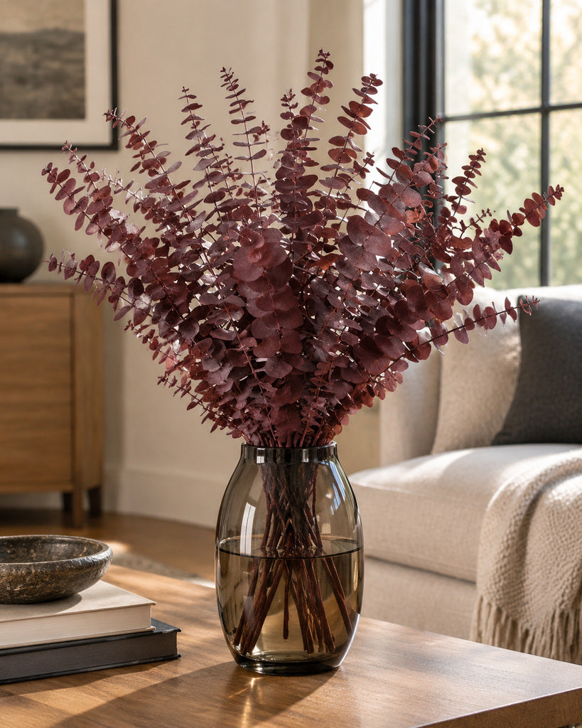 20 Pcs Red Preserved Eucalyptus Stems - 17 in