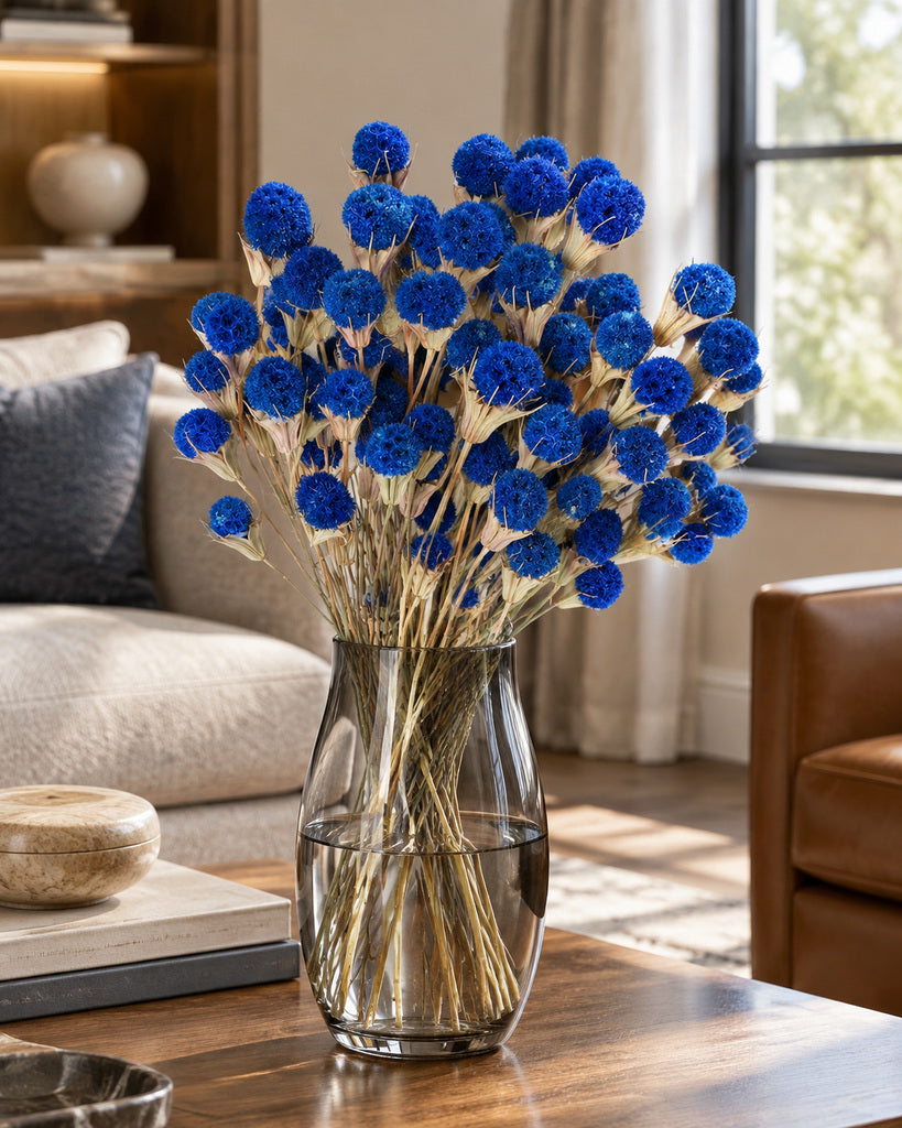 Blue Dried Thistle Flowers - 17 in