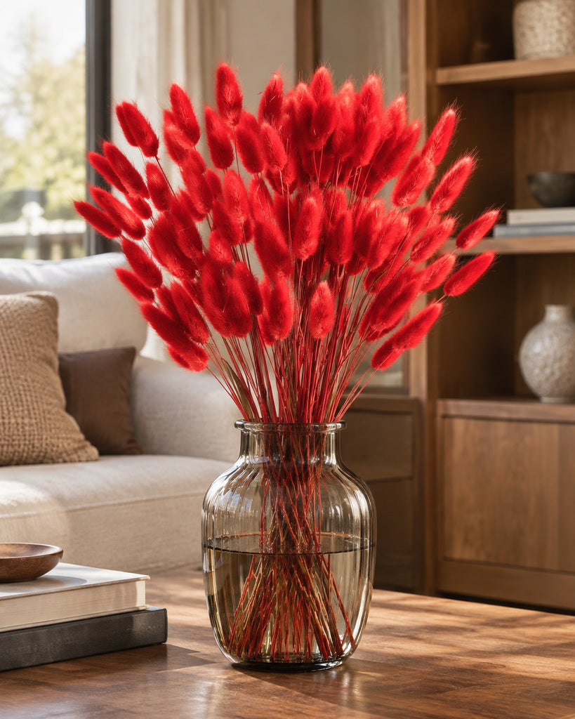 Red Dried Pampas Grass - 17 in