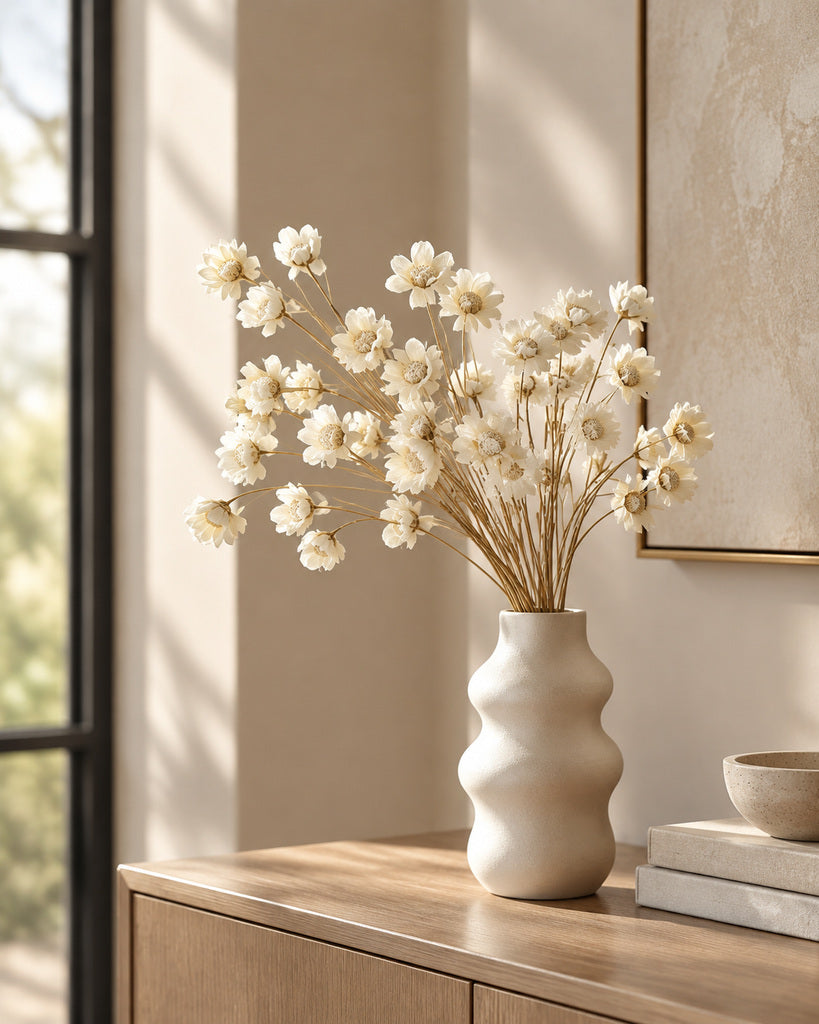 White Dried Star Daisy Flowers 16-18 in