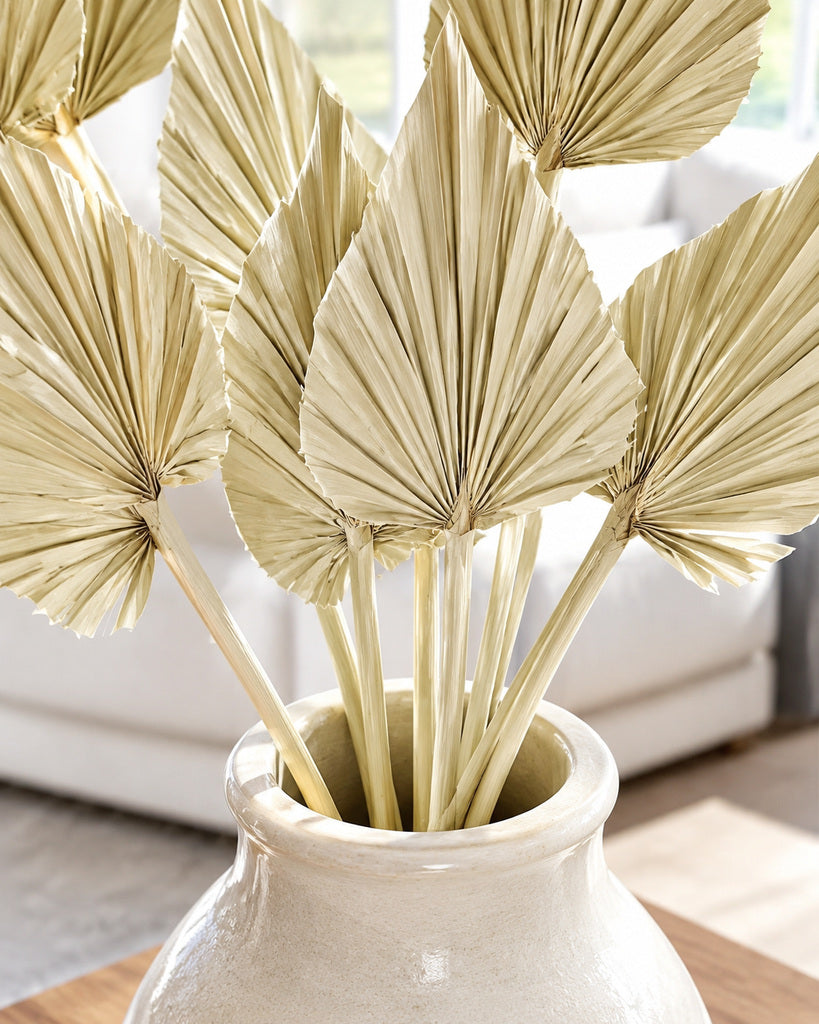 40 Pcs Natural Beige Dried Palm Leaves- 14.5 in