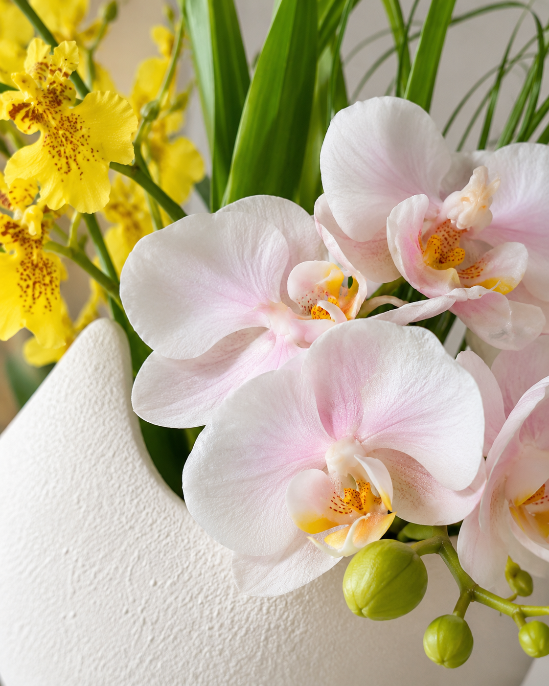 Purple Iris & Golden Dancing Orchid Faux Floral Arrangement