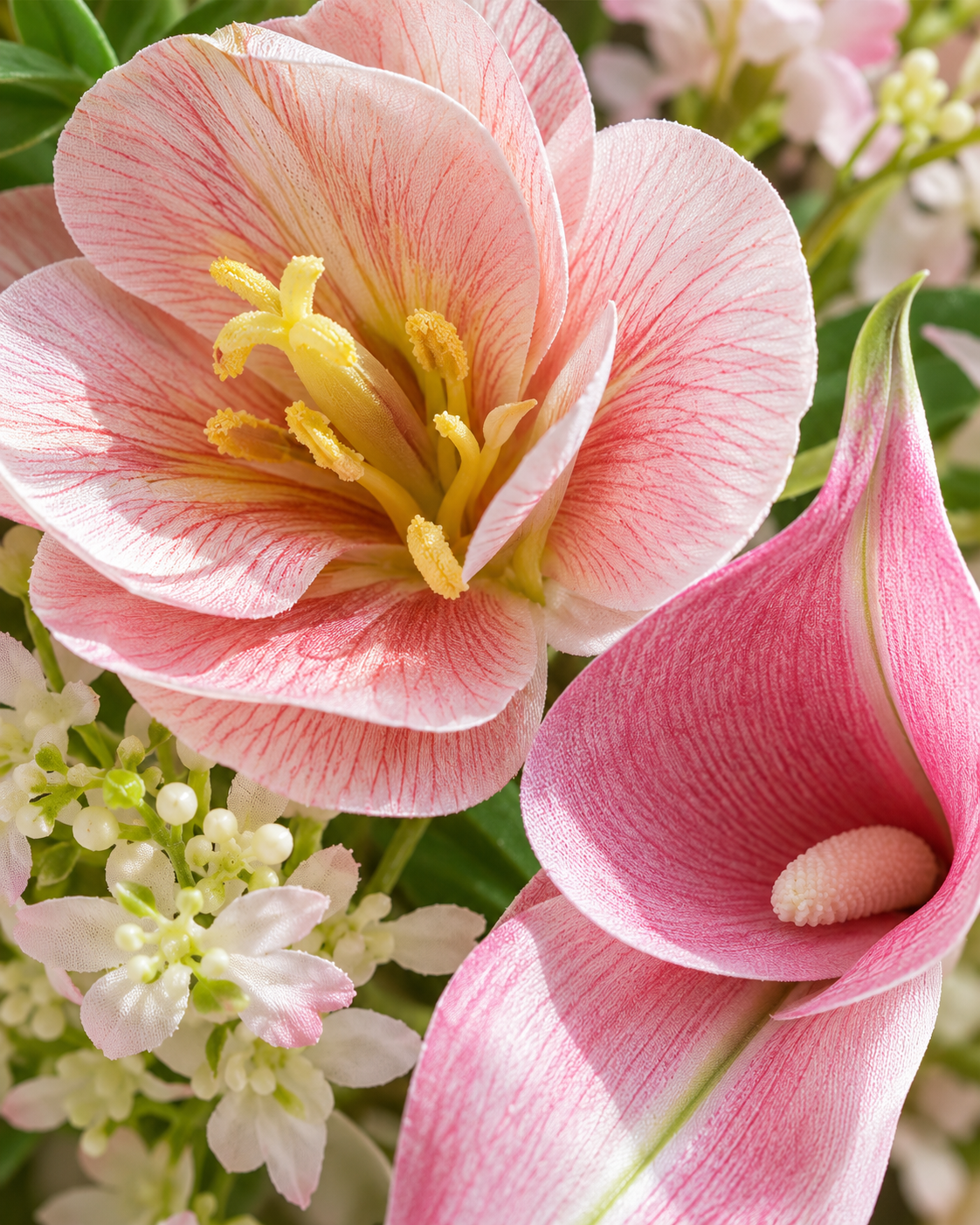 Spring Whispers Blush Pink Orchid & Tulip Faux Floral Bouquet