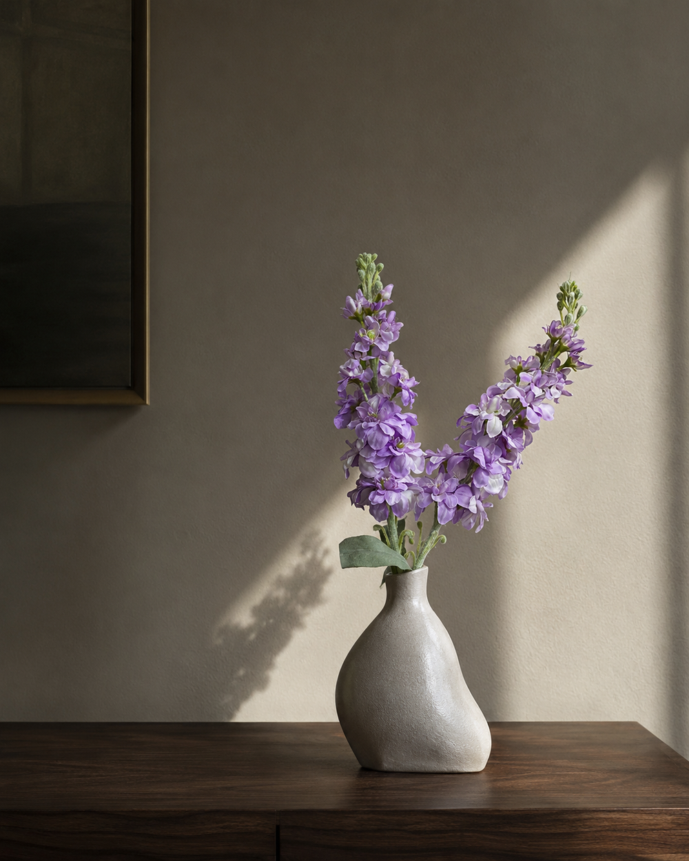 Purple Plastic & Fabric Artificial Stock Flower Spray - 82 cm