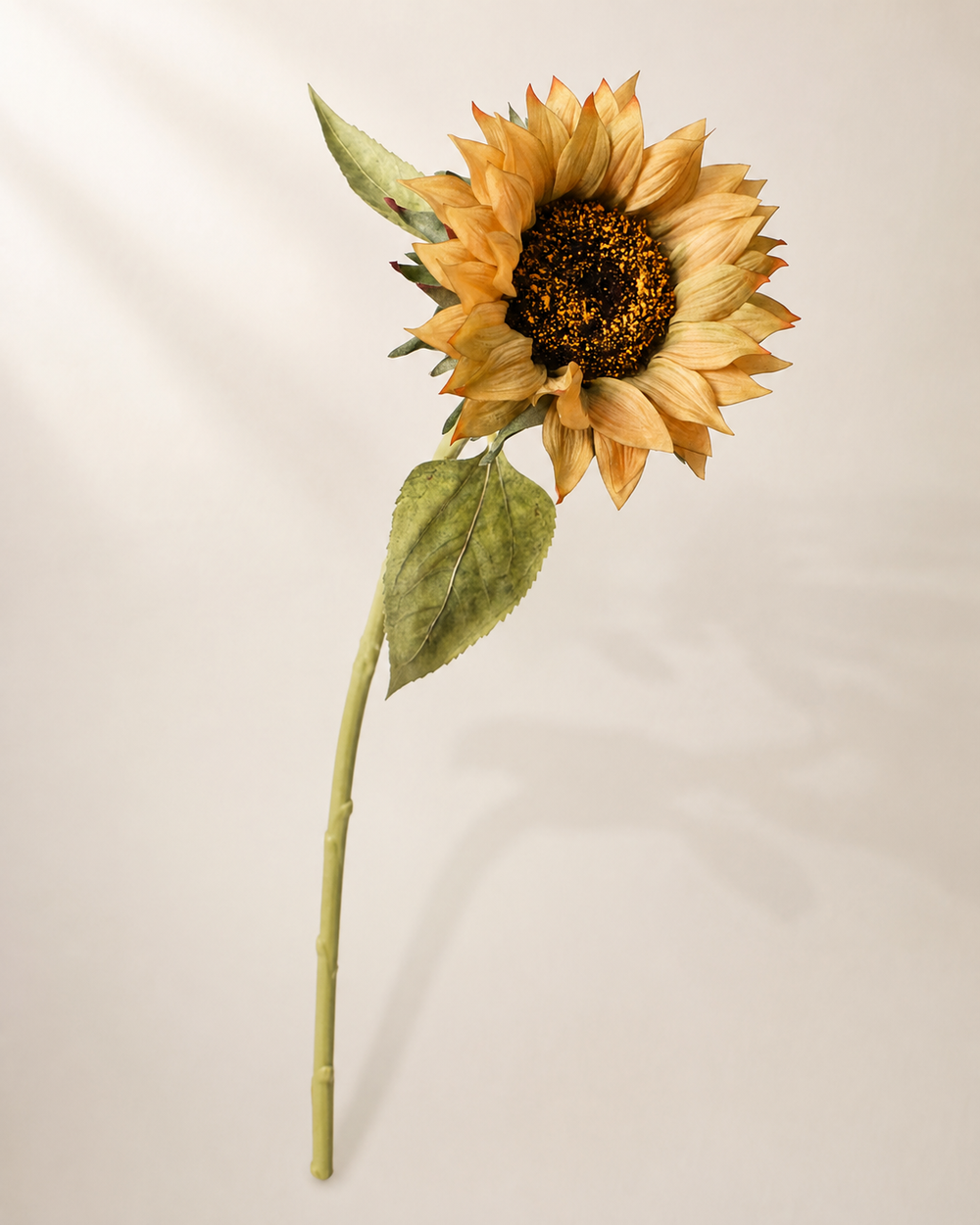 Tan Plastic & Fabric Artificial Sunflower Stem - 70 cm