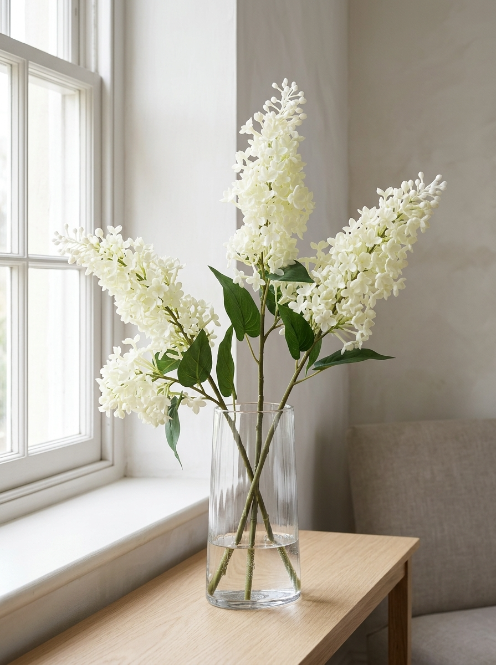 Ivory Soft-Rubber Lilac Stem - 72 cm
