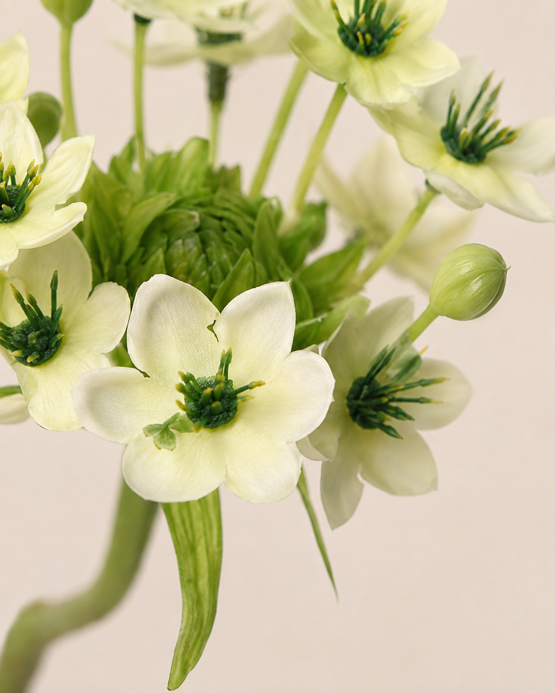 White Fabric Artificial Flower Stem - 64 cm