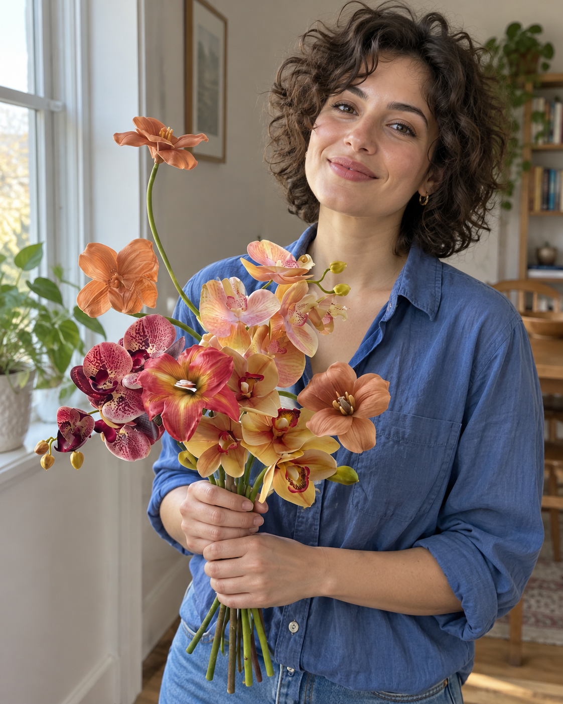 Autumn Sunset Orchid & Amaryllis Faux Floral Arrangement