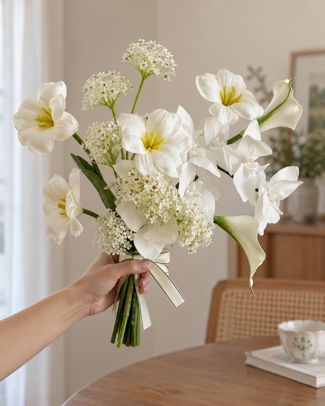 Ivory Orchid & Calla Lily Faux Floral Bouquet