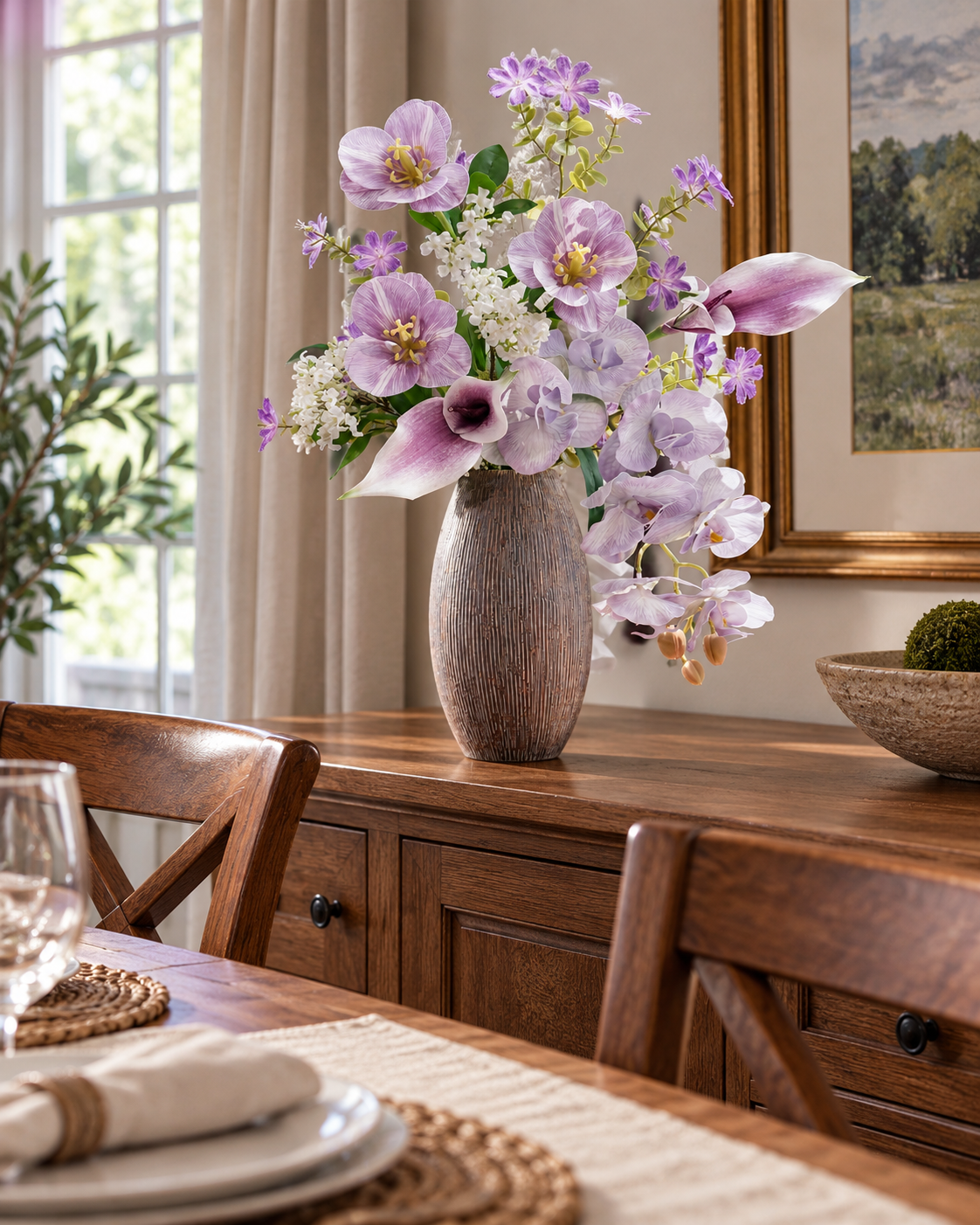 Spring Whispers Lilac Orchid & Tulip Faux Floral Bouquet