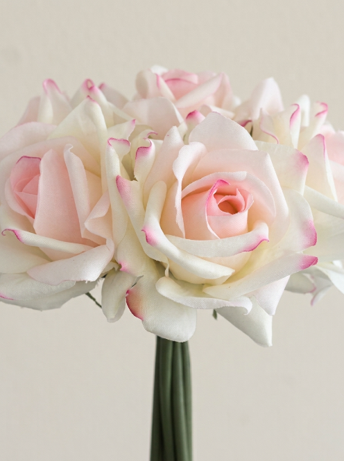 Blush Pink Fabric Rose Bouquet - 25 cm