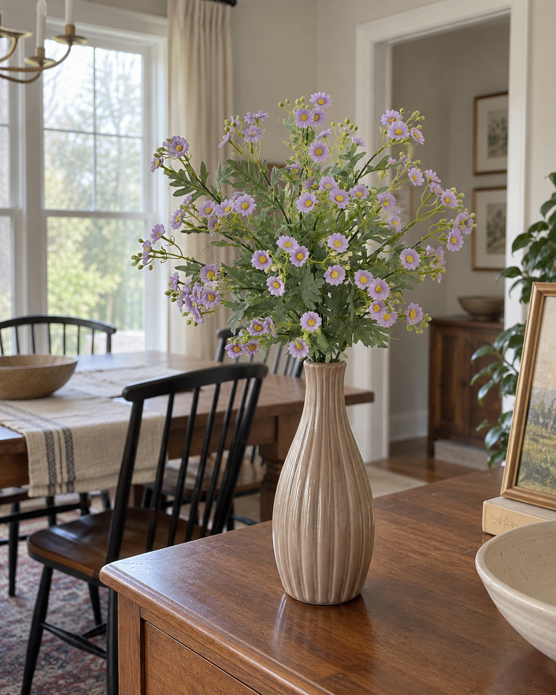Soft Lilac Daisy Faux Floral Bouquet (5 Stems)