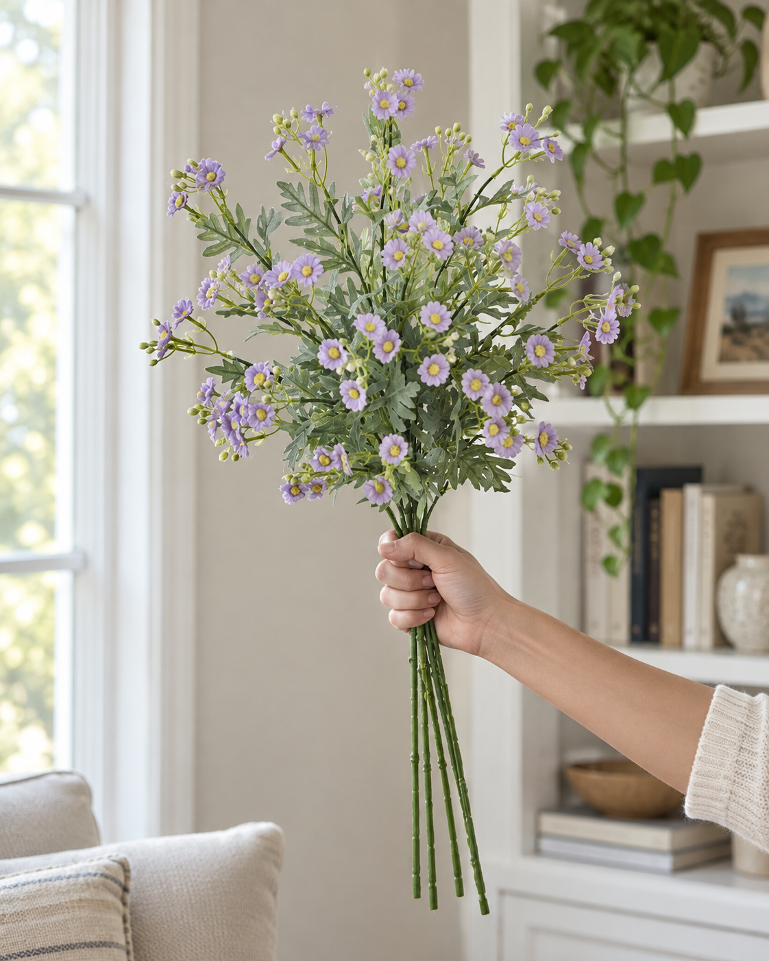 Soft Lilac Daisy Faux Floral Bouquet (5 Stems)