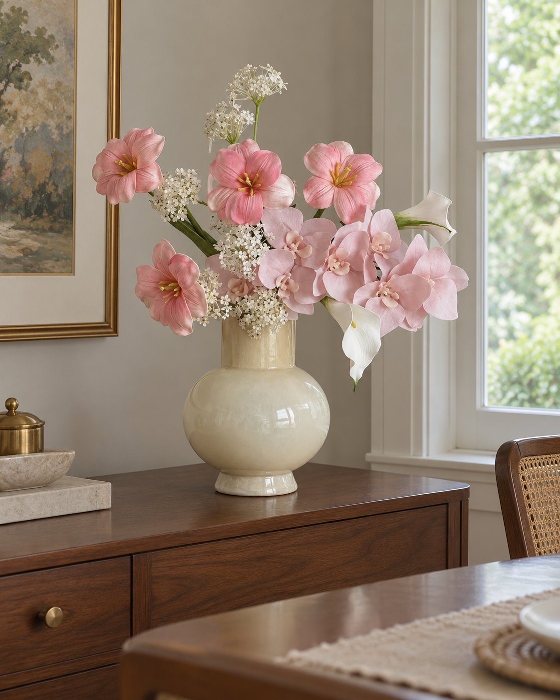 Blush Pink Tulip & Orchid Faux Floral Bouquet