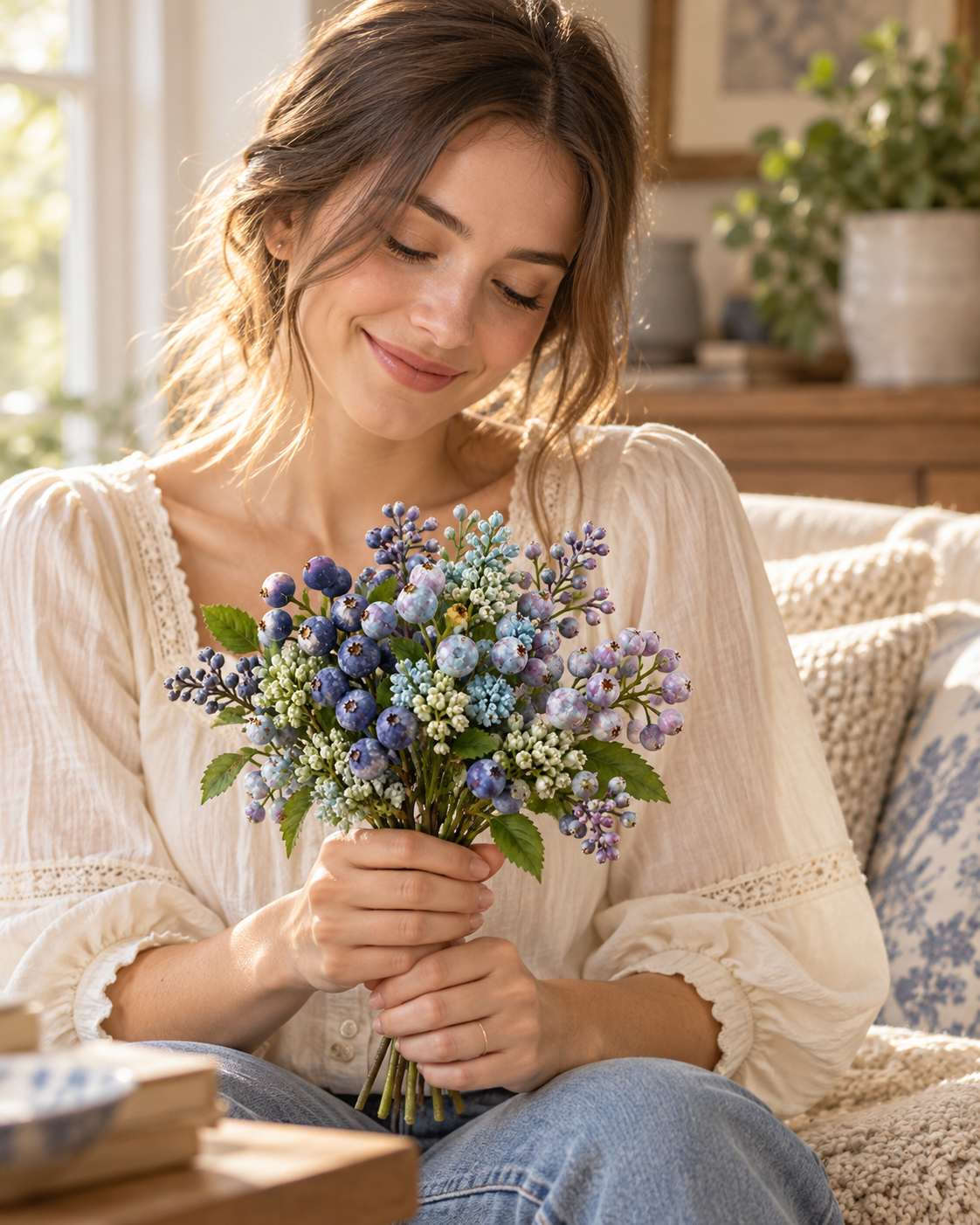 Blueberry Harvest Faux Botanical Stem Bundle
