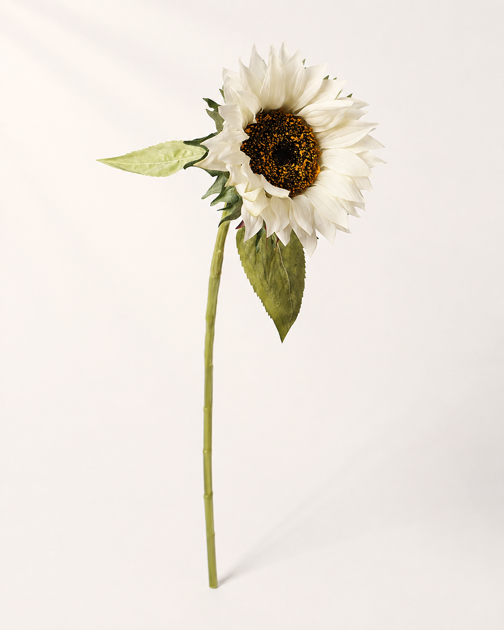 White Plastic & Fabric Artificial Sunflower Stem - 70 cm