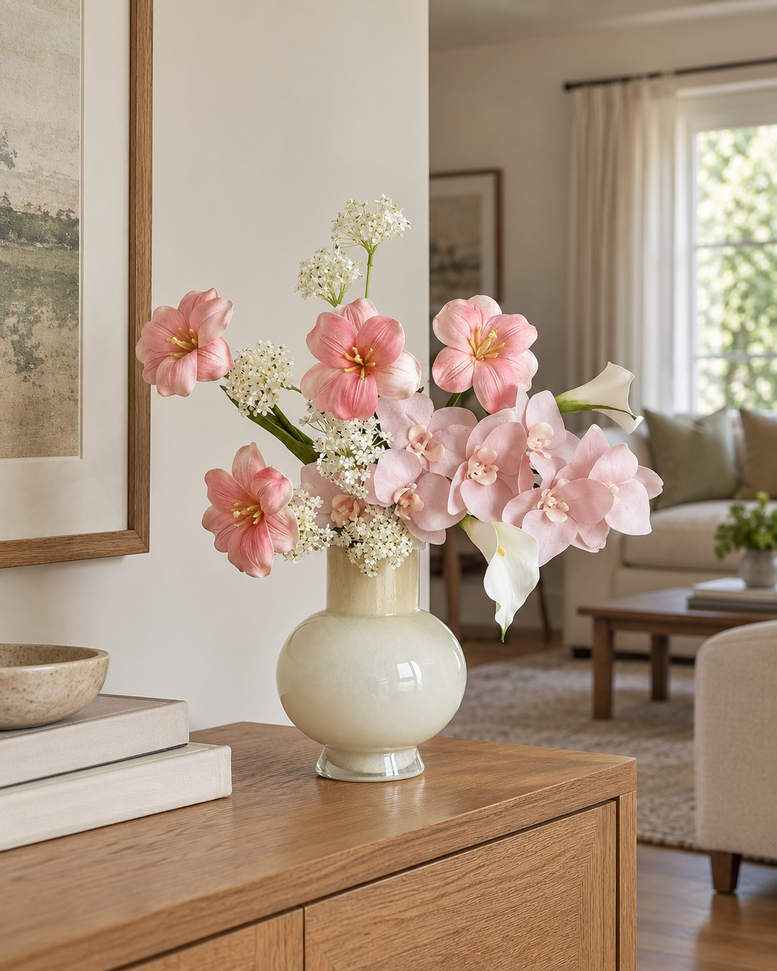 Blush Pink Tulip & Orchid Faux Floral Bouquet