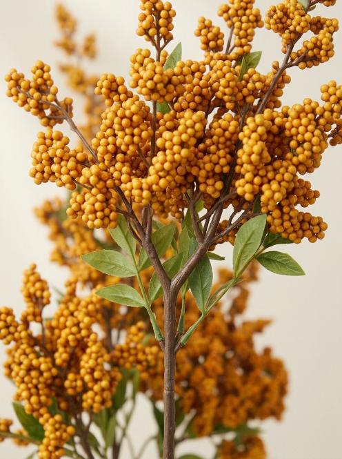 Golden Orange Plastic and Fabric Nandina Berry Branch - 110 cm