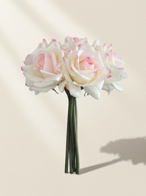 Blush Pink Fabric Rose Bouquet - 25 cm