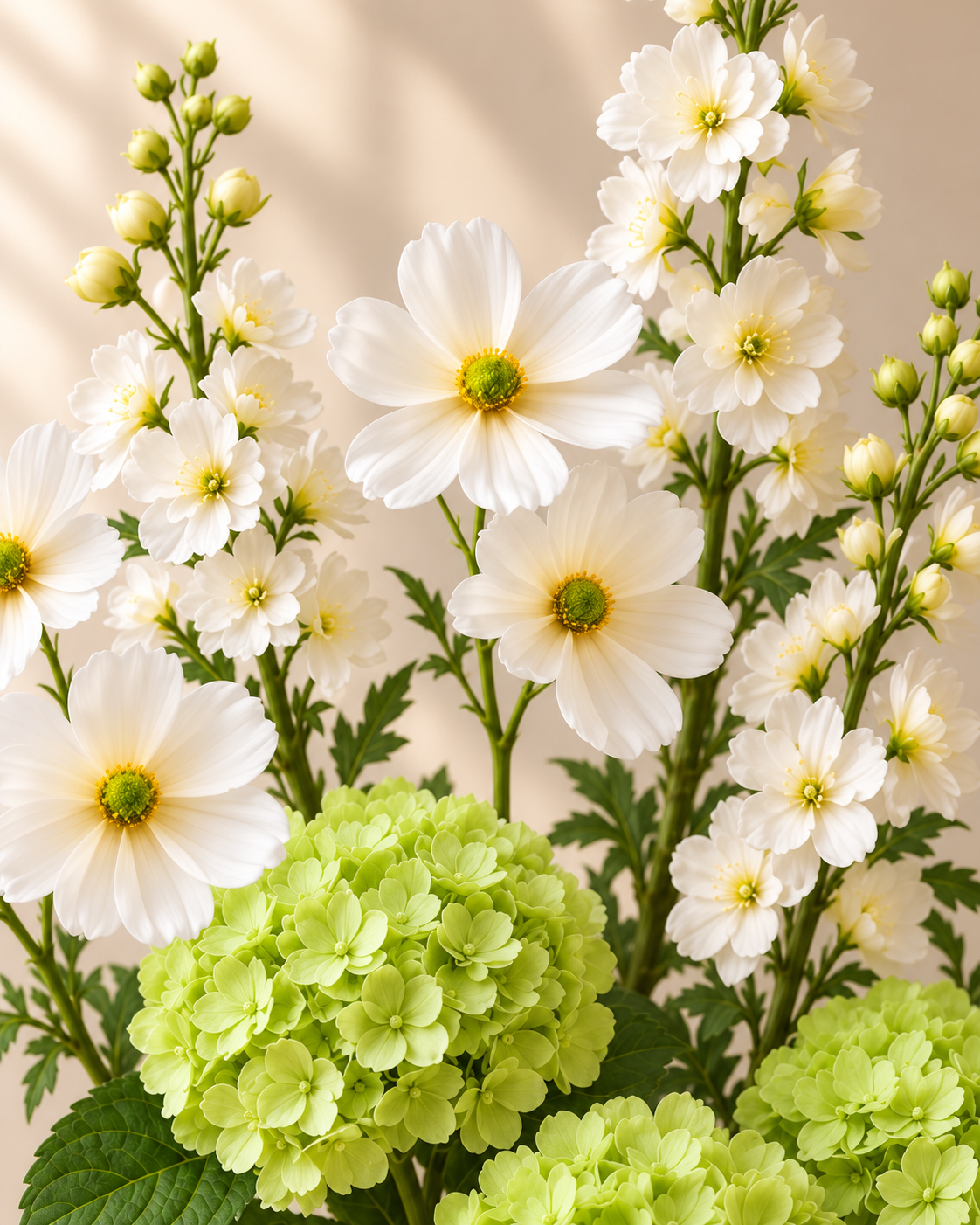 White & Green Garden Faux Flower Bundle