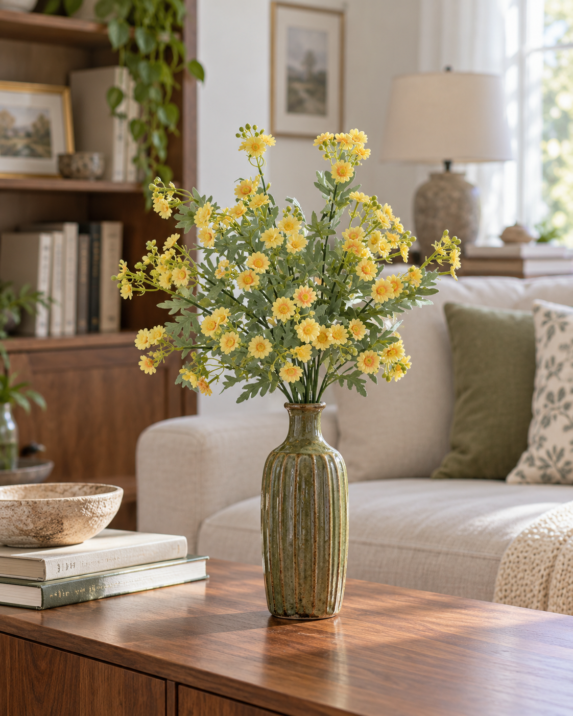 Sunlit Yellow Daisy Faux Floral Bouquet (5 Stems)