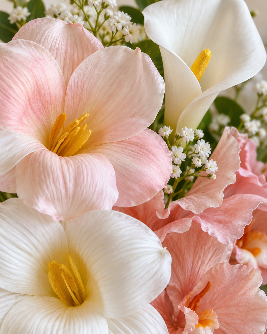 Blush & Ivory Orchid and Tulip Faux Floral Arrangement