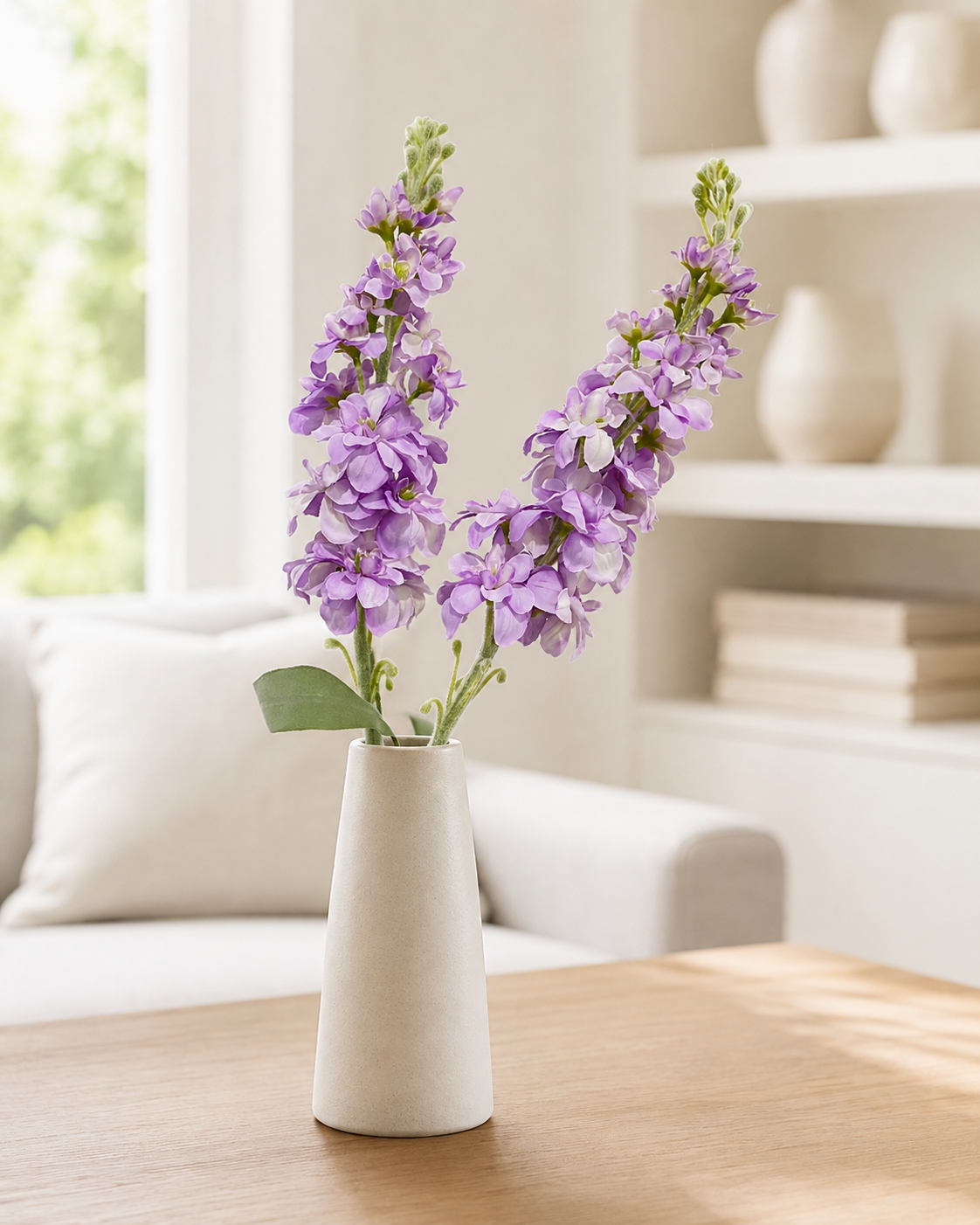 Purple Plastic & Fabric Artificial Stock Flower Spray - 82 cm