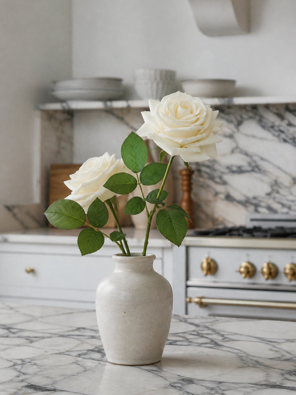 Ivory Silk Cloth Artificial Rose - 66 cm