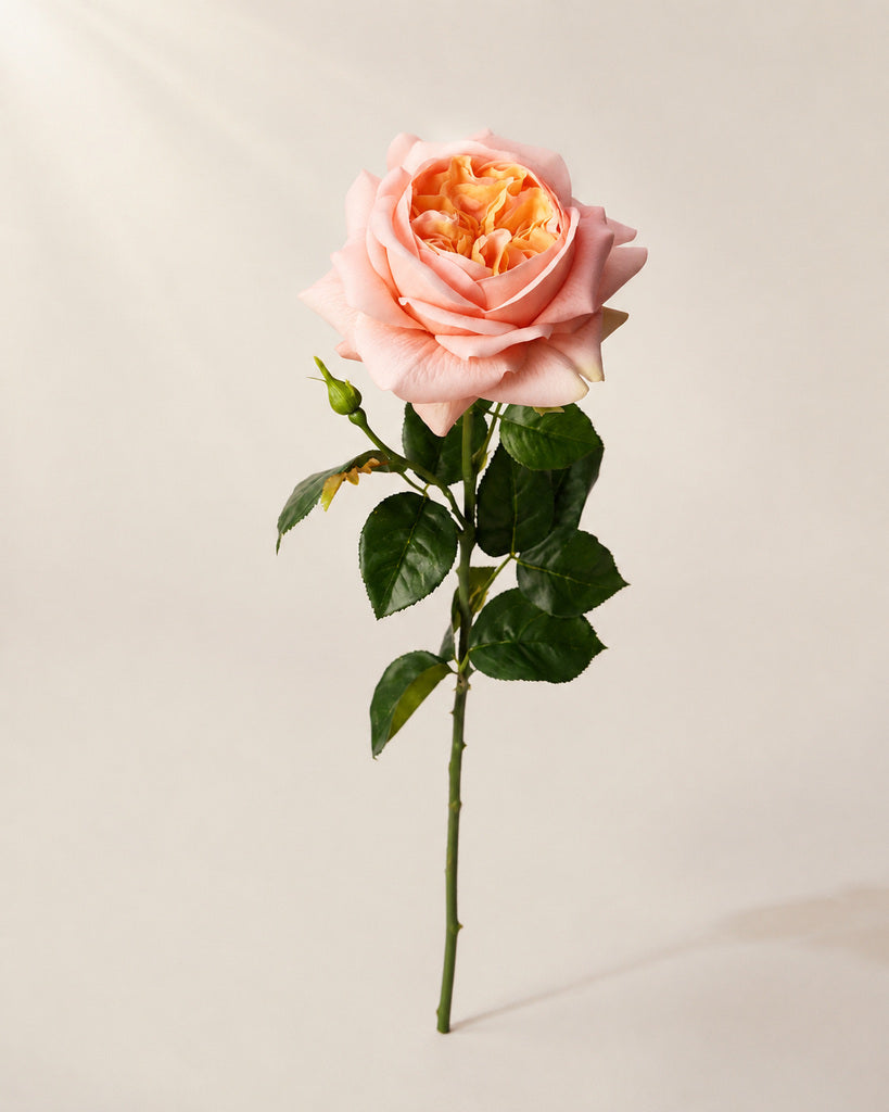Orange Yellow Fabric Artificial Juliet Rose Stem - 69 cm