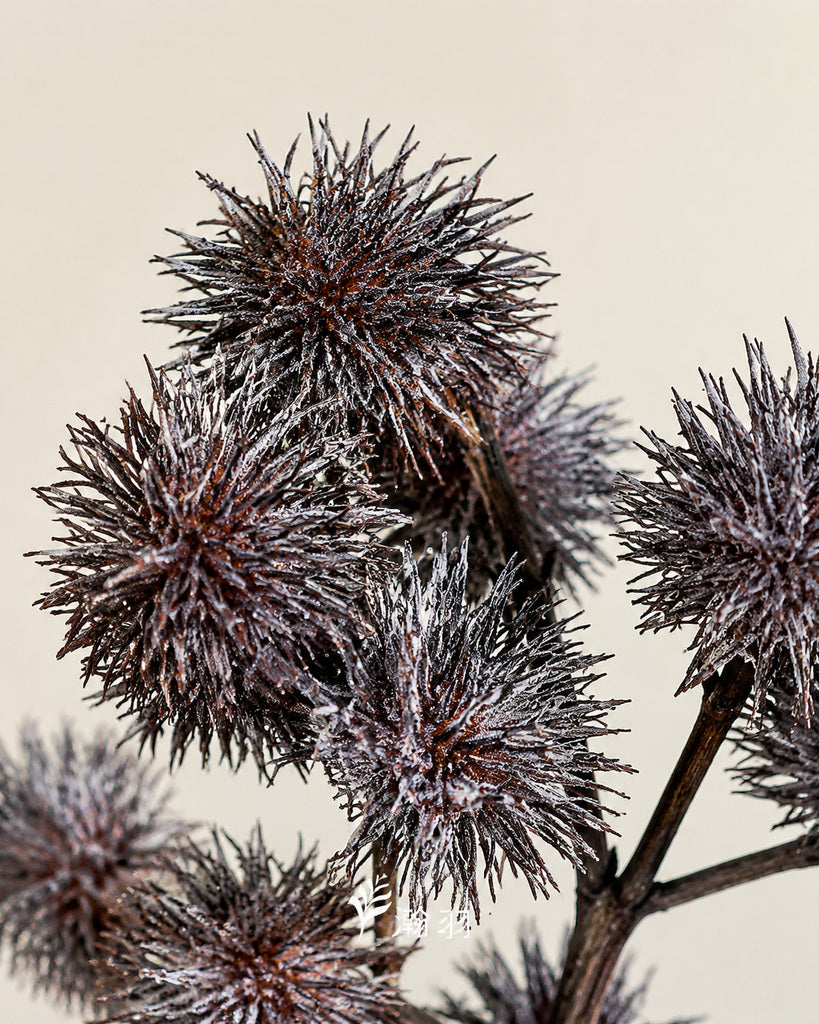 Black Brown Artificial Flocked Allium Spray - 70 cm
