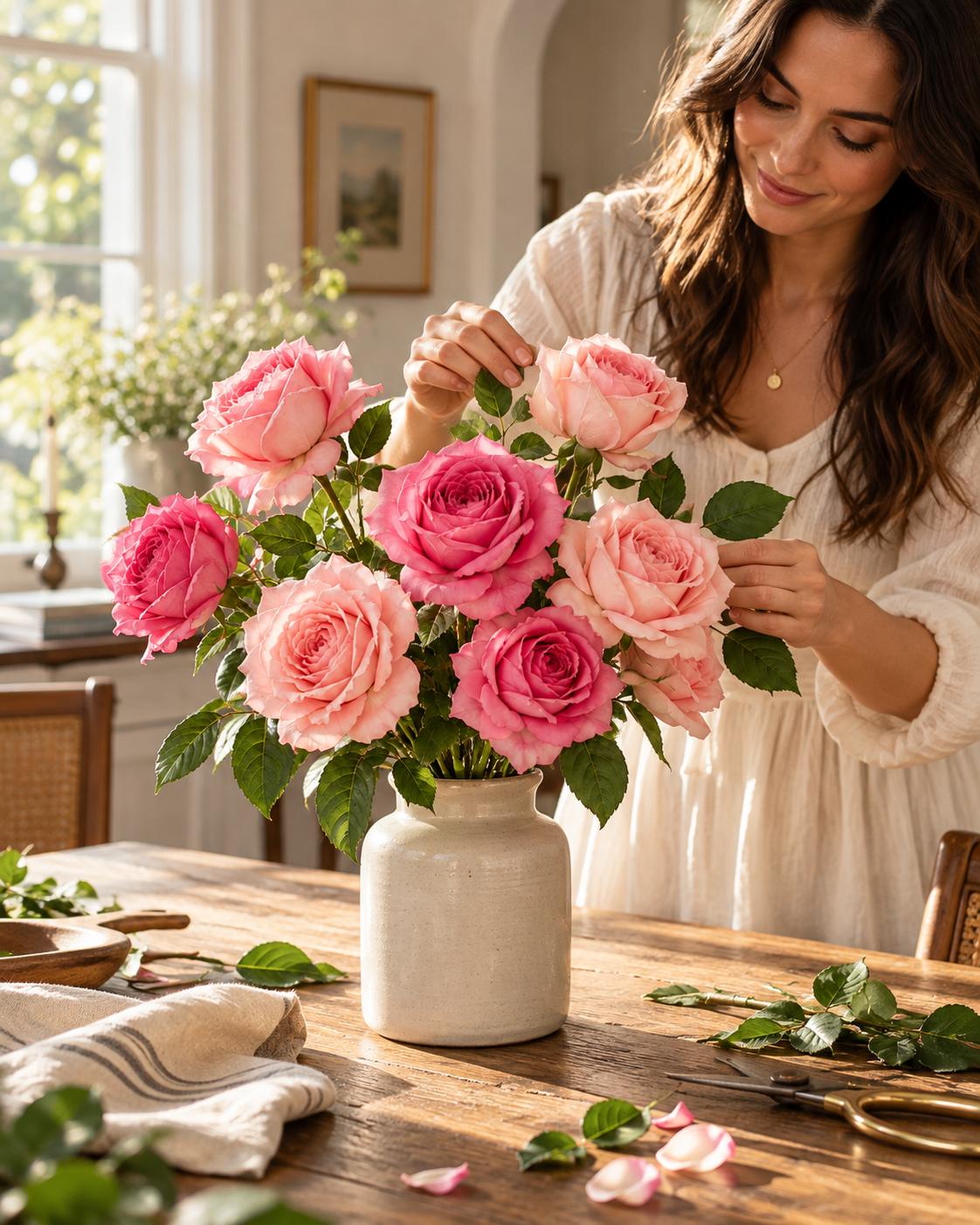 Blush & Deep Pink Rose Faux Flower Bundle