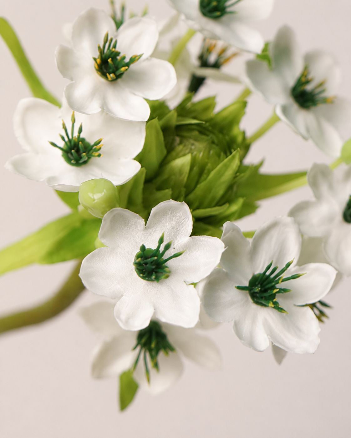 White Fabric Artificial Flower Stem - 64 cm