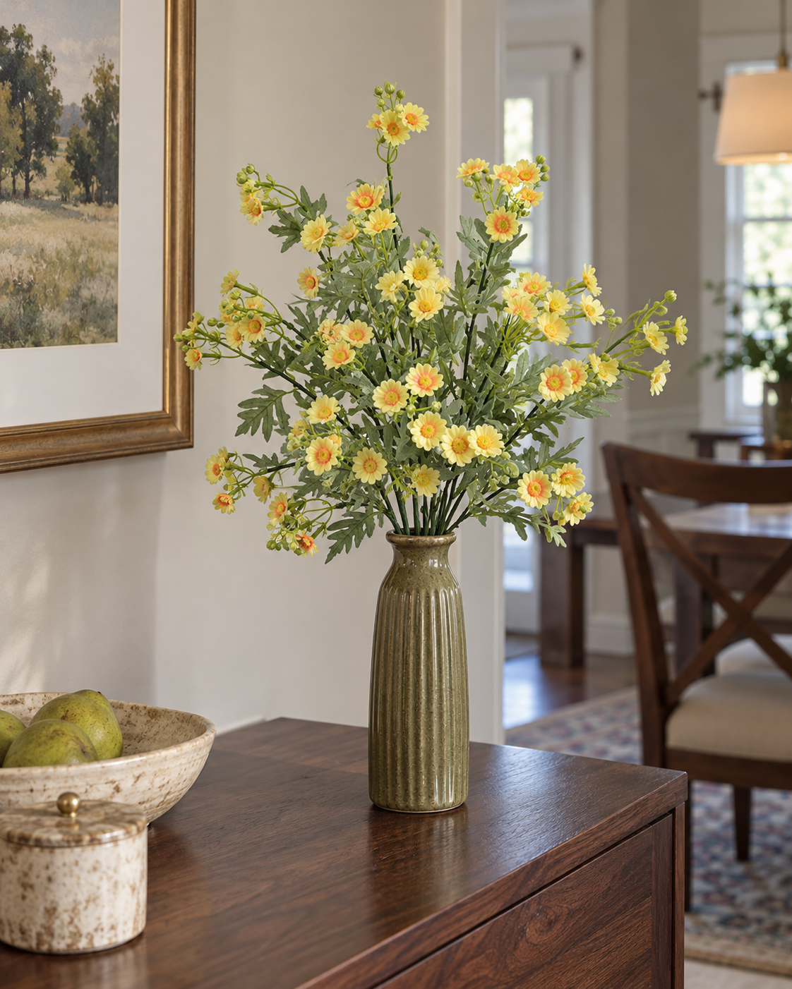 Sunlit Yellow Daisy Faux Floral Bouquet (5 Stems)