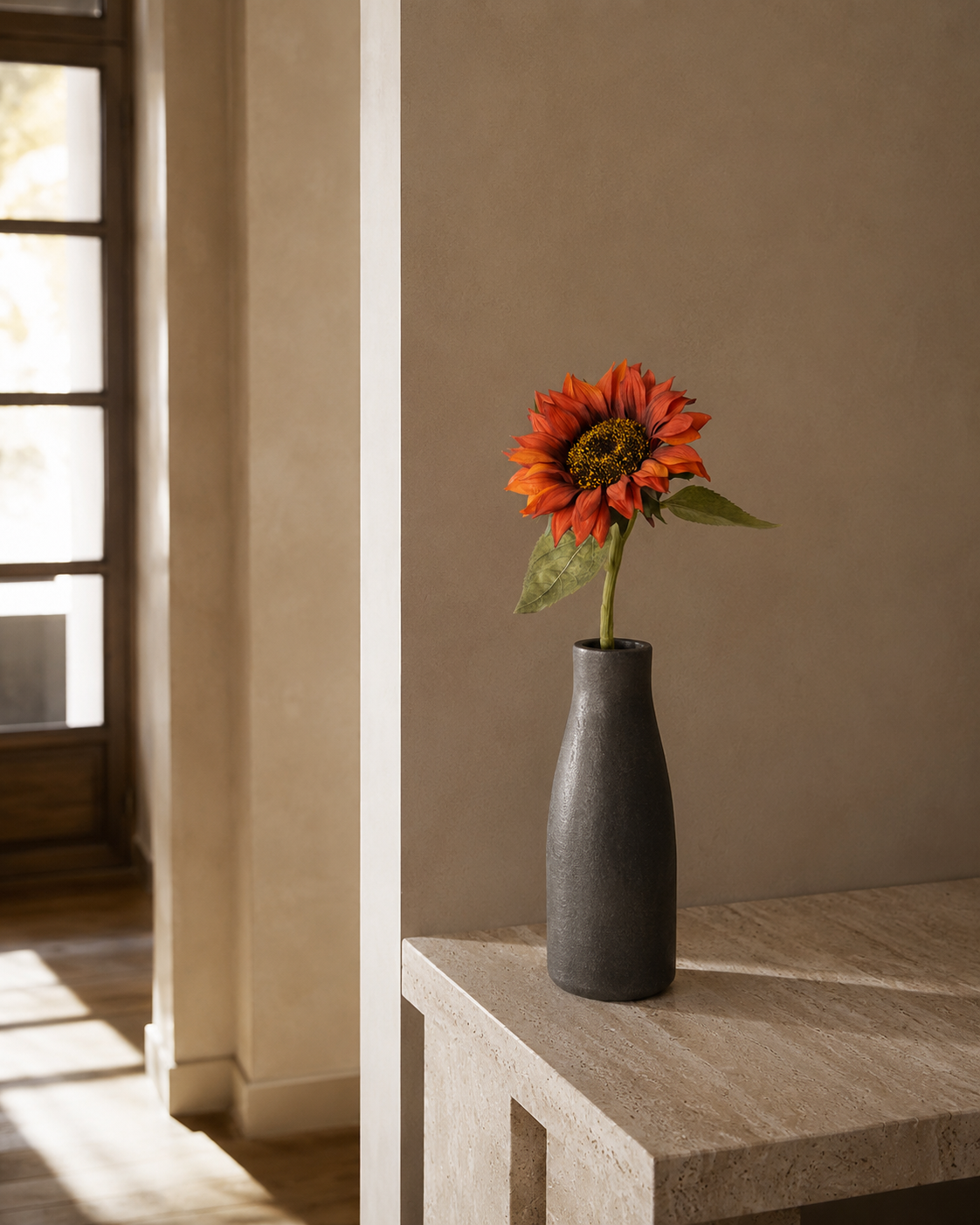 Burnt Orange Artificial Sunflower Stem