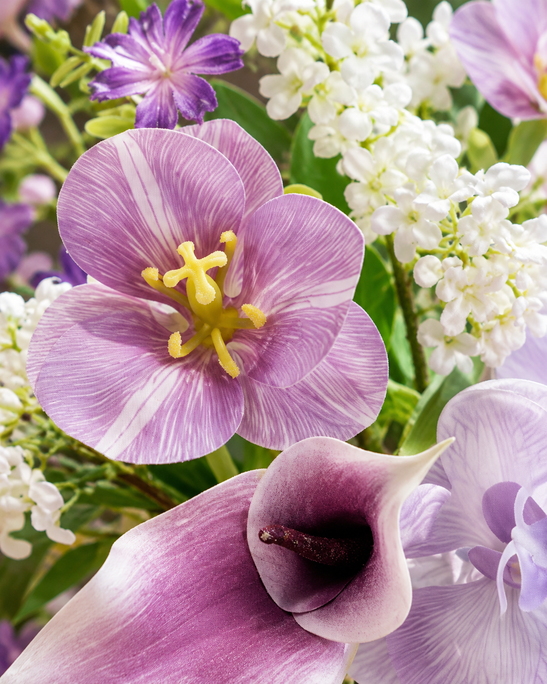 Spring Whispers Lilac Orchid & Tulip Faux Floral Bouquet