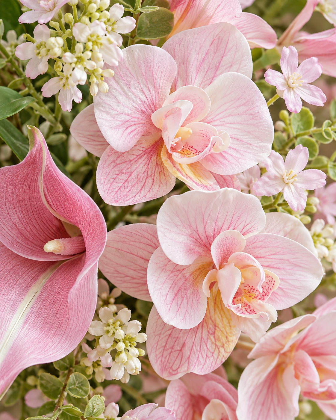 Spring Whispers Blush Pink Orchid & Tulip Faux Floral Bouquet