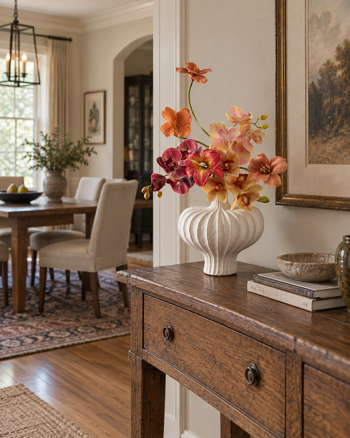 Autumn Sunset Orchid & Amaryllis Faux Floral Arrangement