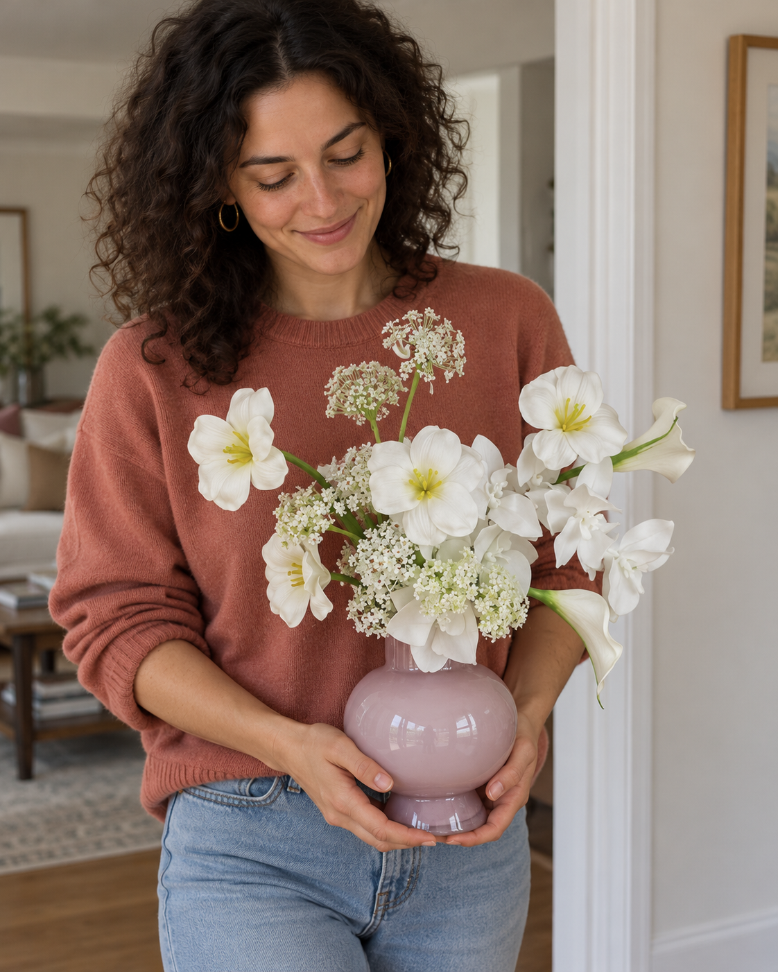 Ivory Orchid & Calla Lily Faux Floral Bouquet