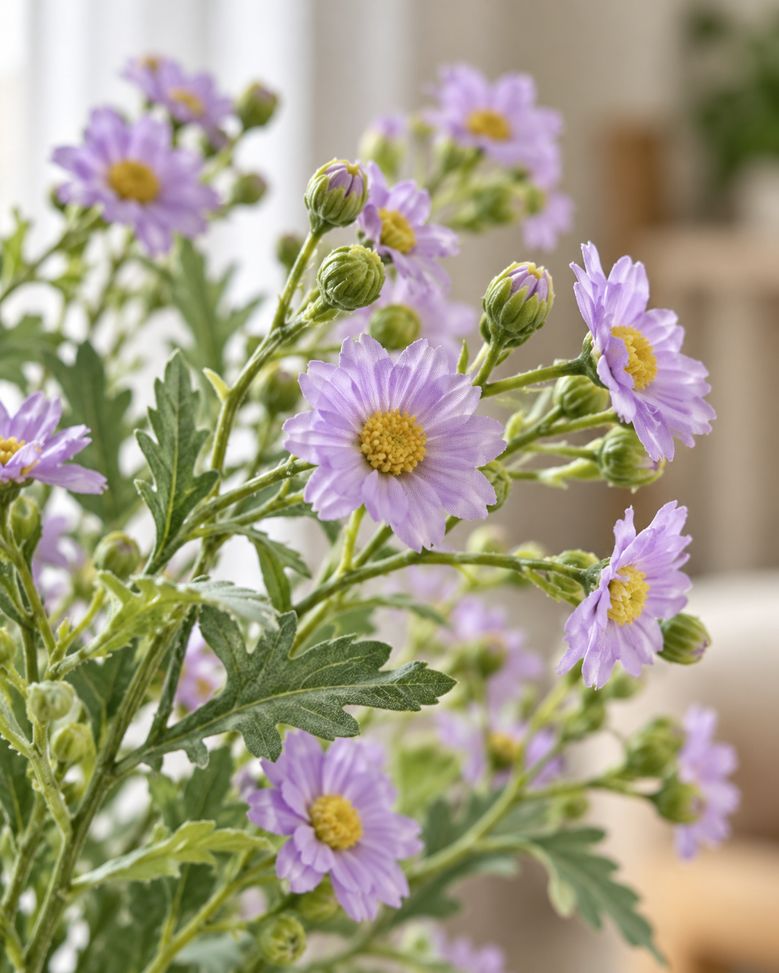Soft Lilac Daisy Faux Floral Bouquet (5 Stems)