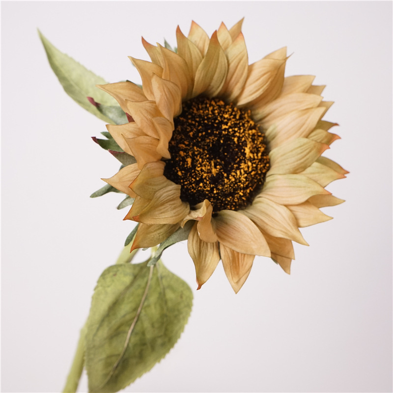 Tan Plastic & Fabric Artificial Sunflower Stem - 70 cm