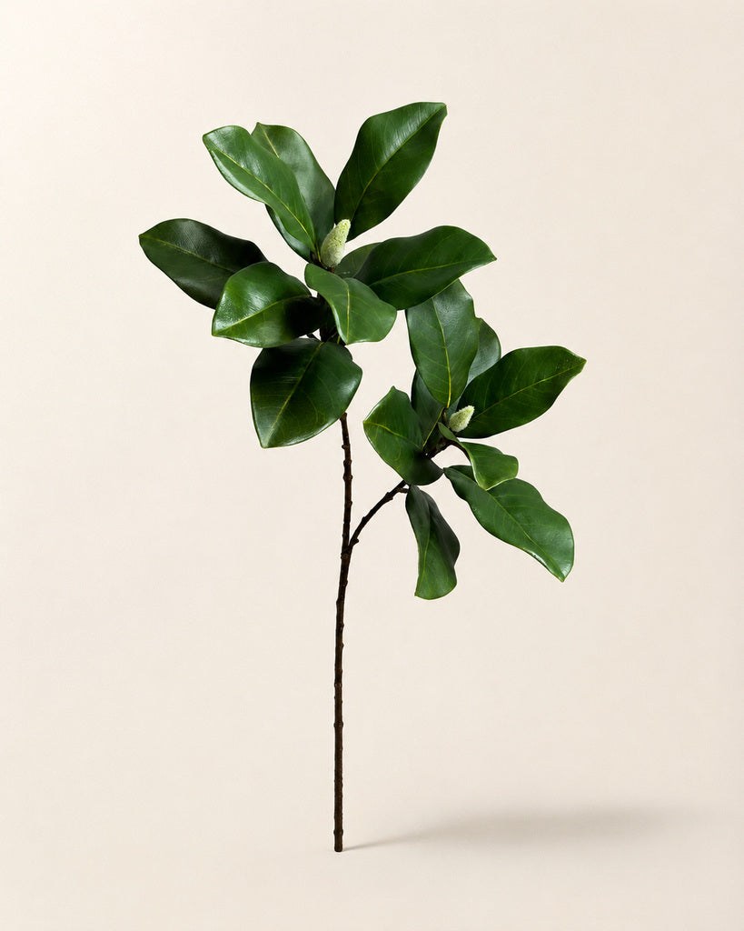 Green Artificial Magnolia Leaf Branch - 72 cm
