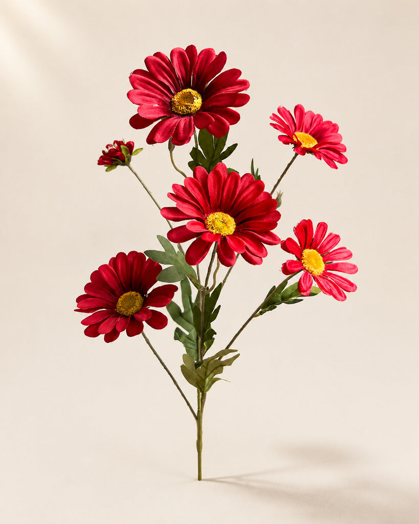Red Artificial Daisy Floral Stem - 75 cm
